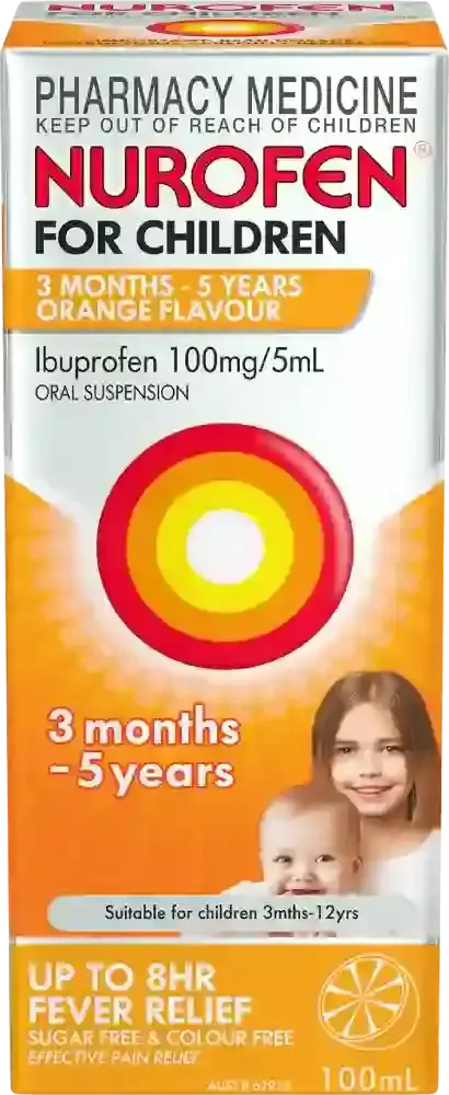 Nurofen for Children 3 Months to 5 Years Pain & Fever Relief Ibuprofen 100mg/5ml Orange 100ml