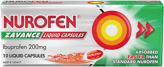 Nurofen Zavance Pain Relief Liquid 10 Capsules 200mg