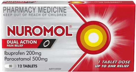 Nuromol Dual-Action Strong Pain Relief 12 Tablets 200mg/500mg